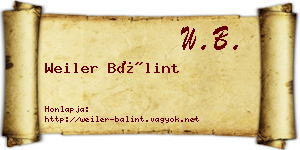 Weiler Bálint névjegykártya
