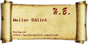Weiler Bálint névjegykártya